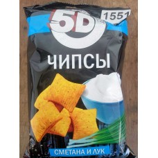 5Д чипсы пшеничные со вкусом "СМЕТАНА И ЛУК" 90гр.*28шт (1551)